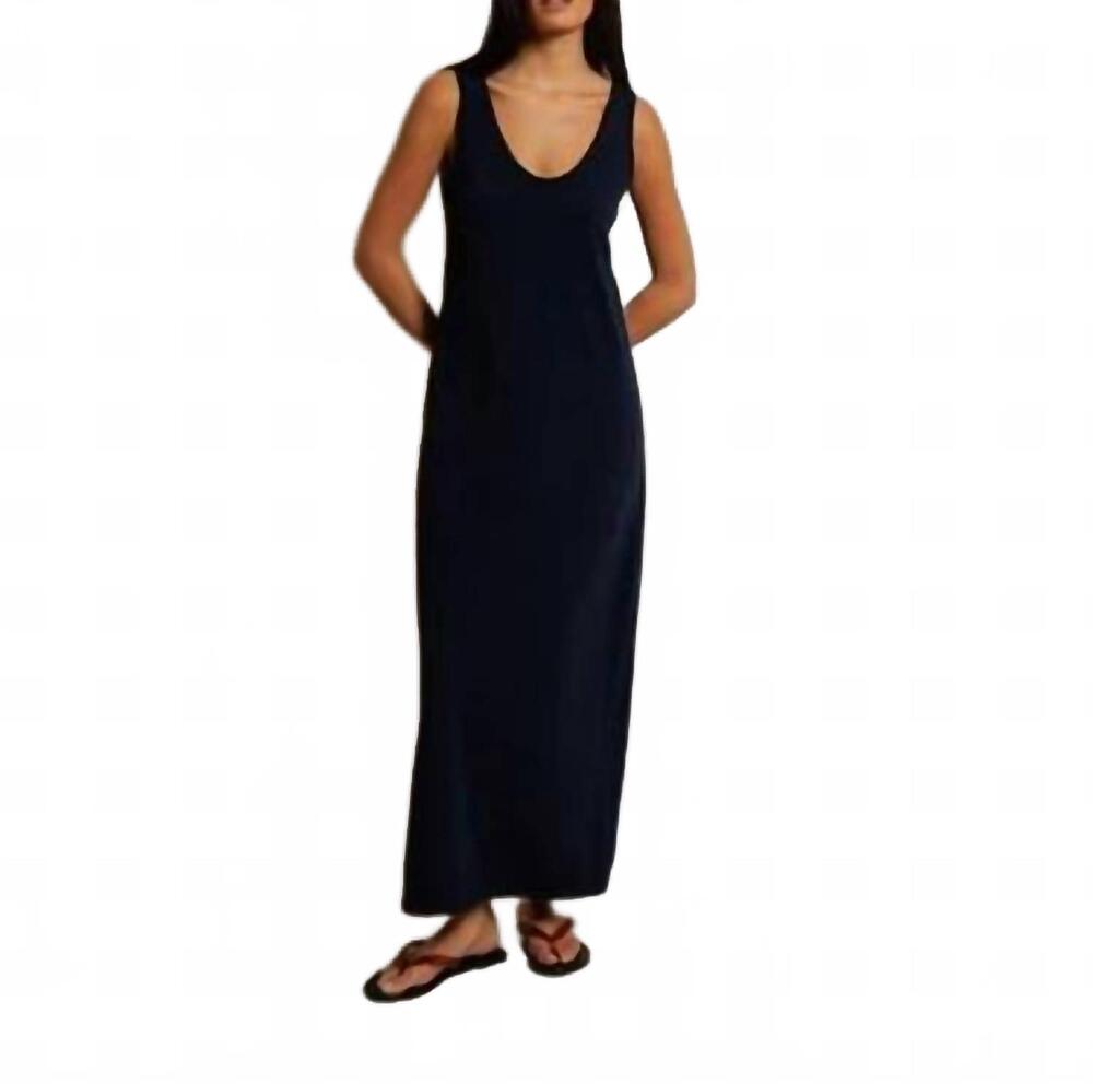 NEW PERFECTWHITETEE jasmine cotton sleeveless midi dress in navy
